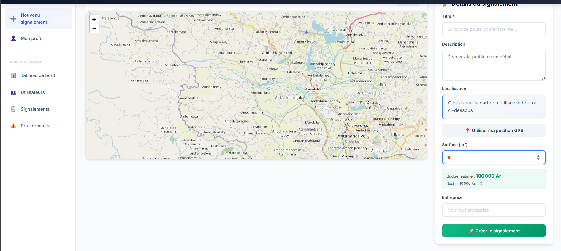 Carte des incidents