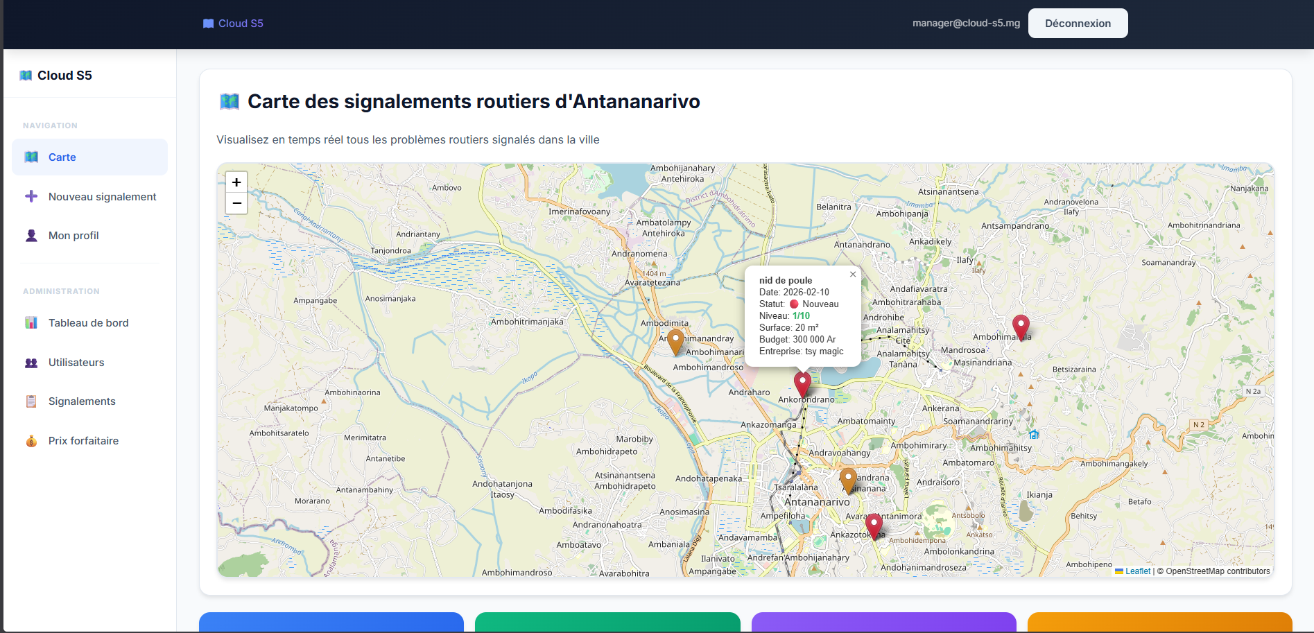 Application mobile, suivi des signalements