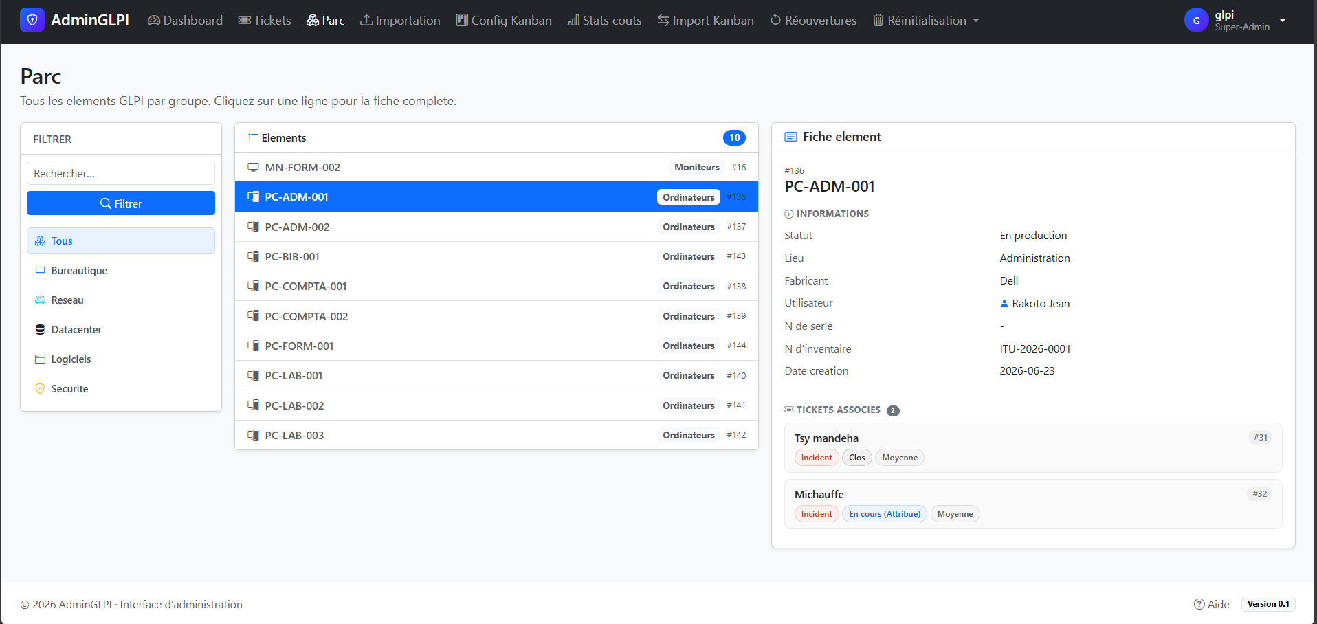 Import CSV et ZIP
